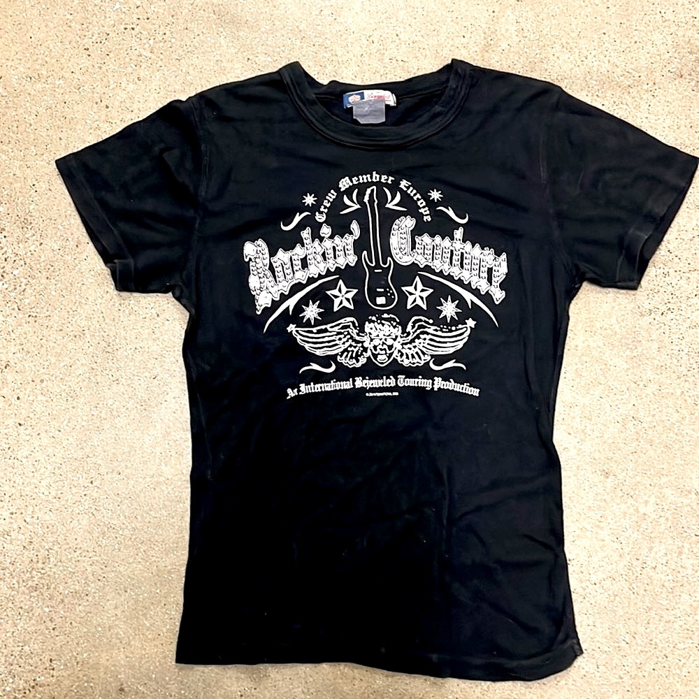 Super cute soft Bejeweled rhinestone, and stud black T-shirt